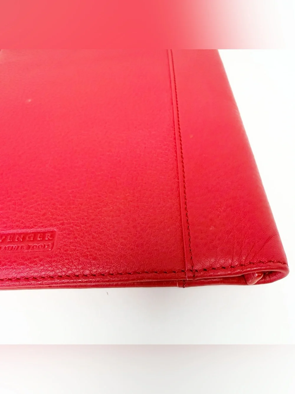 Levenger Red Pebbled Leather Organizer Case with Magnetic Tab Closure, Notepad